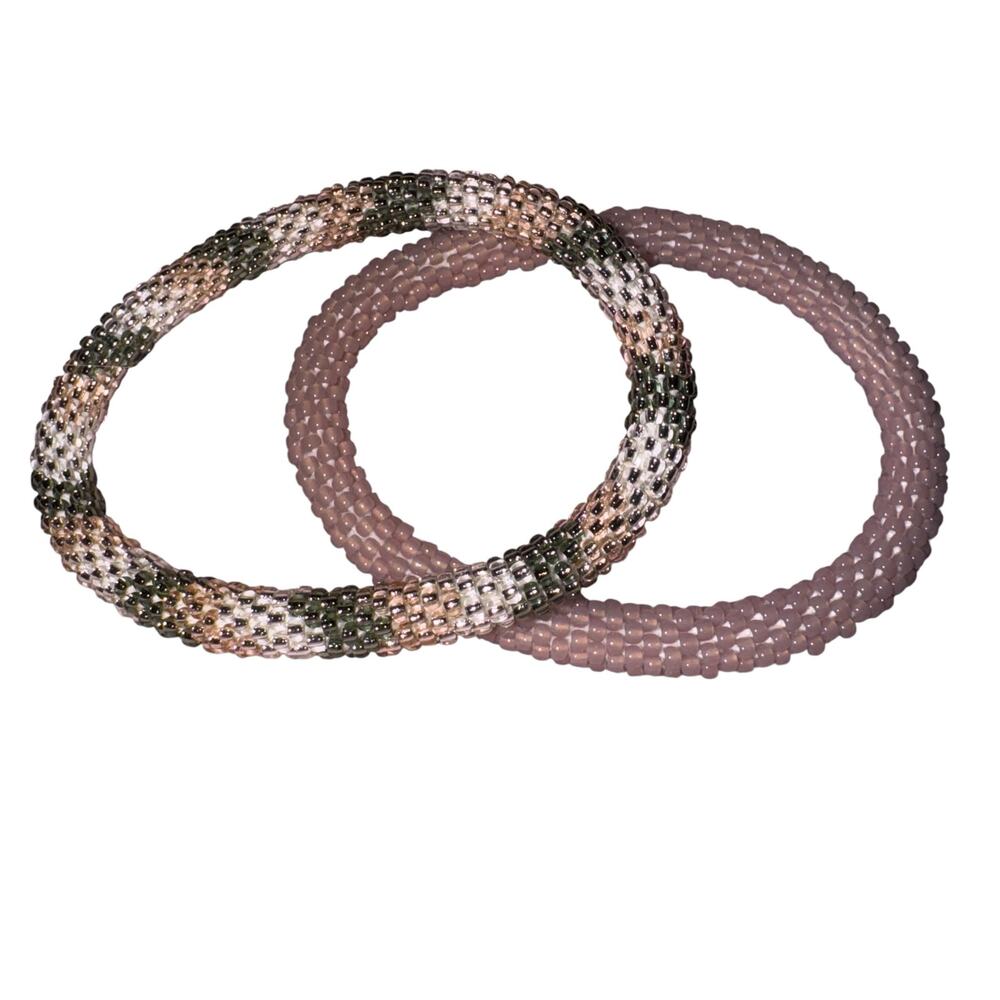Set of 2 Sashka Co Hand Crafted Glass Bead Bracelets